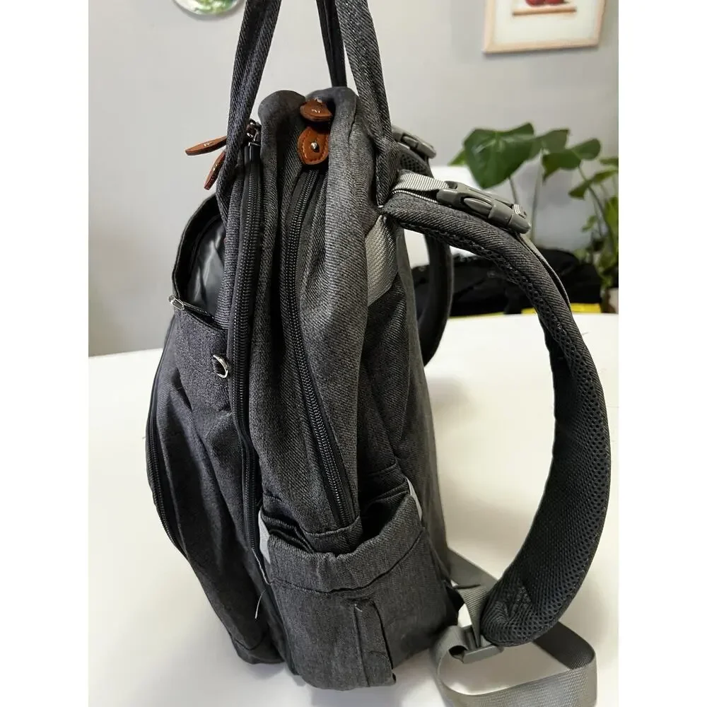 BabbleRoo Diaper Bag Backpack - Dark Gray Waterproof Travel Baby